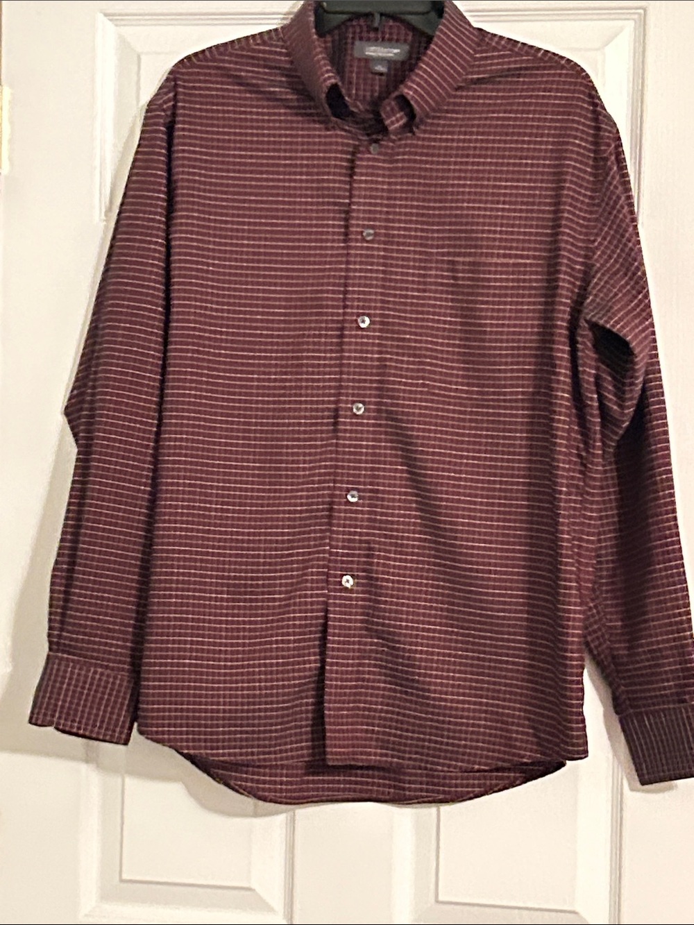 Oxford Men's Maroon Checked Button-Down Shirt